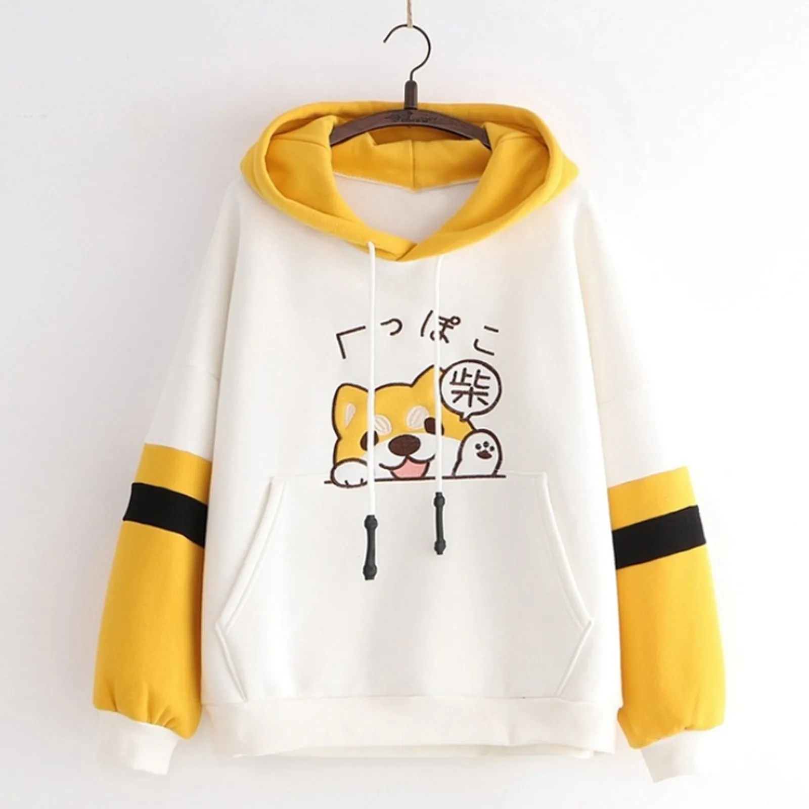 Kawaii Chaigou Print Hoodies Japanese Anime Cute Dog Sweatshirts Mens Long Sleeve Hooded Colorblock Outwear Female Pullovers 2023 new oshi no ko hoodie women harajuku aesthetic kawaii ai hoshino hoodies fashion anime manga hoodied pullovers sweatshirts