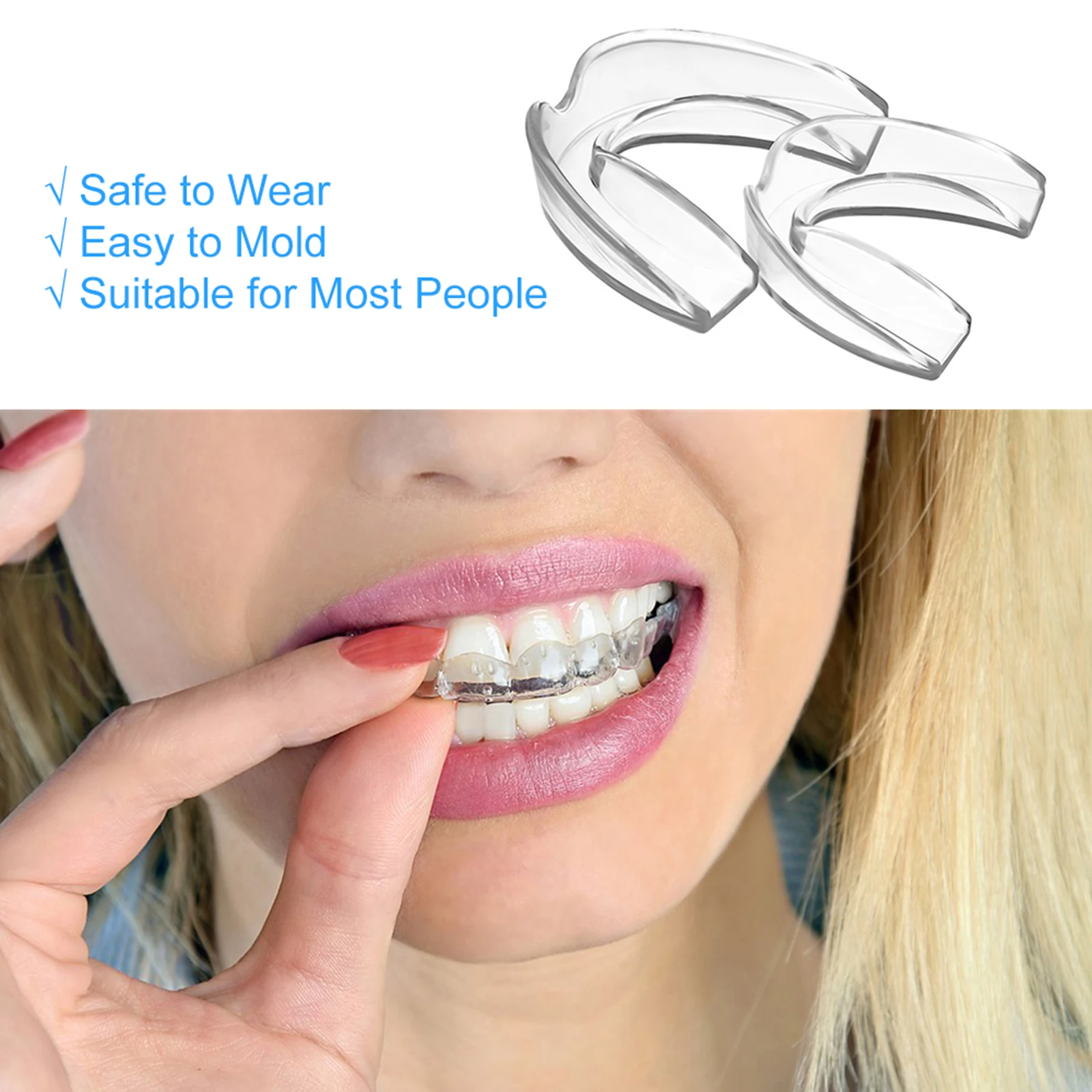 Anti Snoring Mouth Guard Set for Teeth Grinding with Storage Case Mouthguard Moldable Night Guards for Anti Teeth Grinding 3