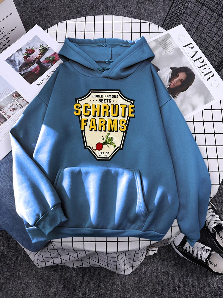 World Famous Beets Schrute Farms Crop Printing Prints Sweatshirt Women\'S Warm Softsportshirt Casual Hoodies Loose Female Tops
