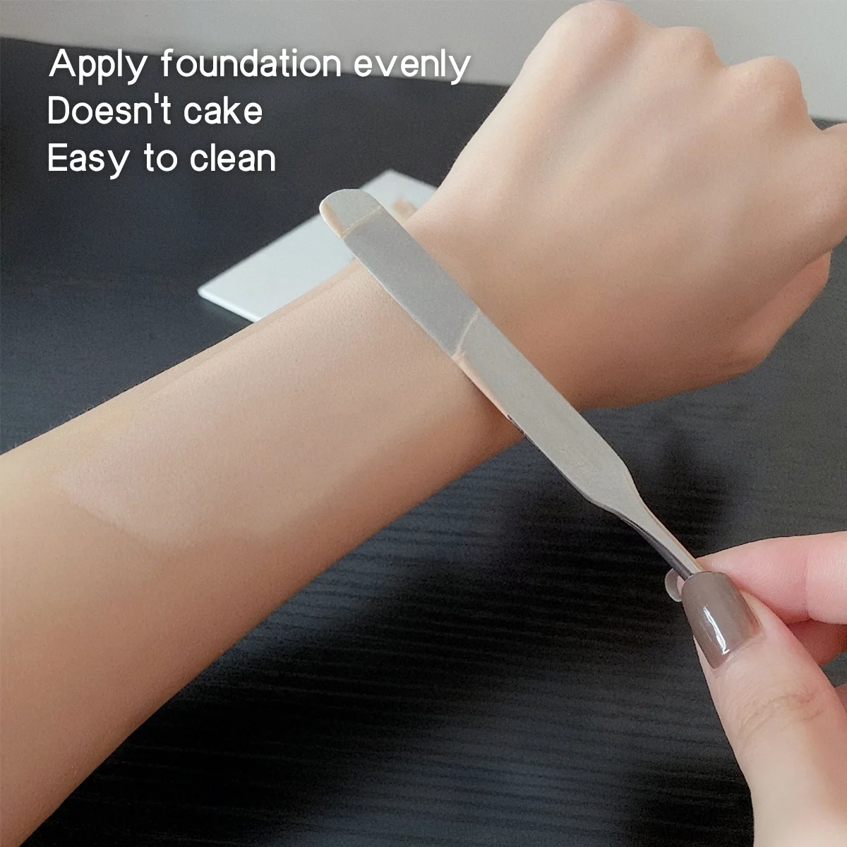 Multi Functional Makeup Mixing Tool Set Stainless Steel Spatula Mixing Stick Foundation Brush Face Contouring Brush Makeup Tools