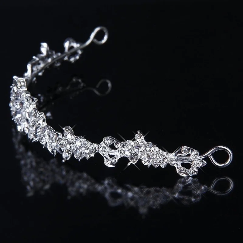 Crystal Stones Silver Color Rhinestone Bridal Wedding Sets Necklace Earrings Tiara Jewelry Set for Women Gift