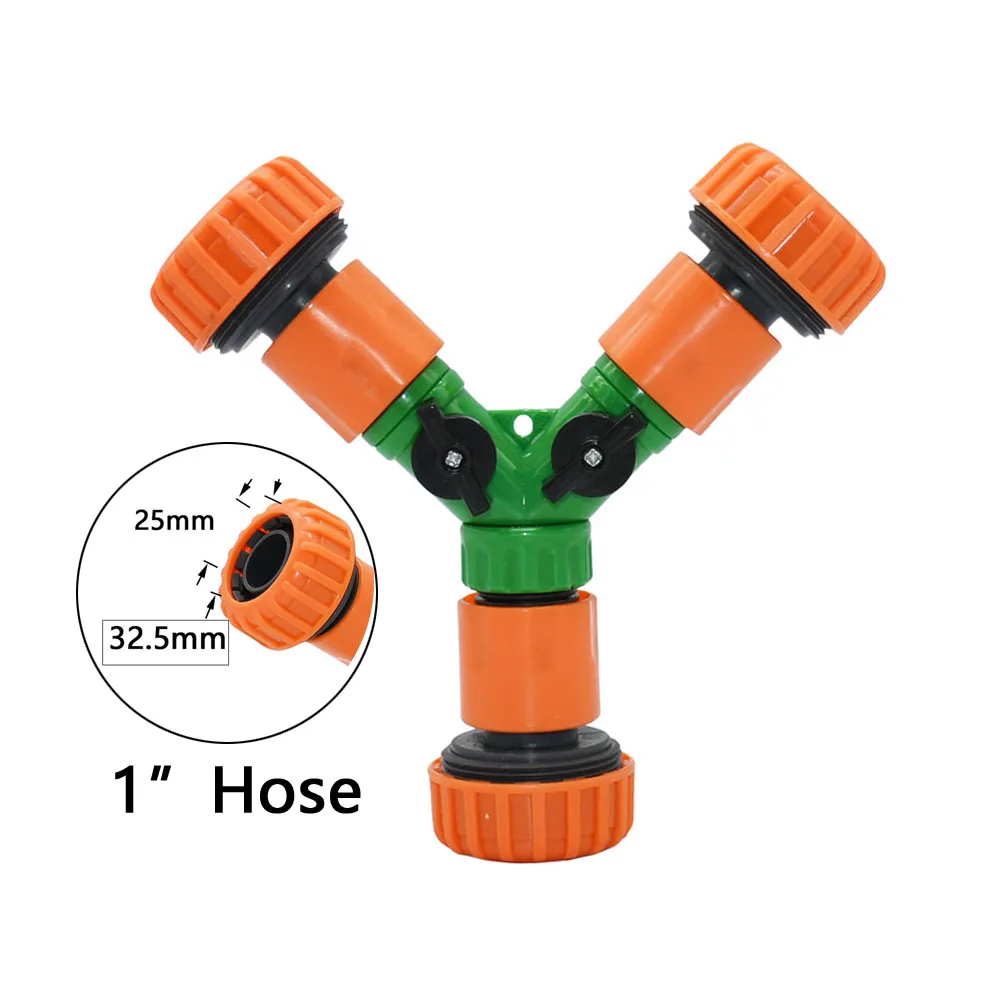 1/2 3/4 1 inch Hose 3-Way Garden Hose Connectorr Y Tap Hose Splitte Quick Connector For OD 16mm 20mm 32mm