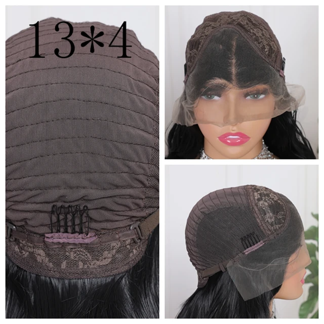 Long Soft Hair Straight Black Color Synthetic 13X4 HD Lace Frontal Wig For Black Women Prepucked With Baby Hair Glueless Wig 6