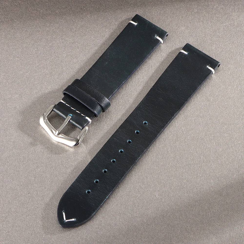 Vintage Retro Oil Wax Leather Watch Strap - Versatile Sizes and Unisex Design