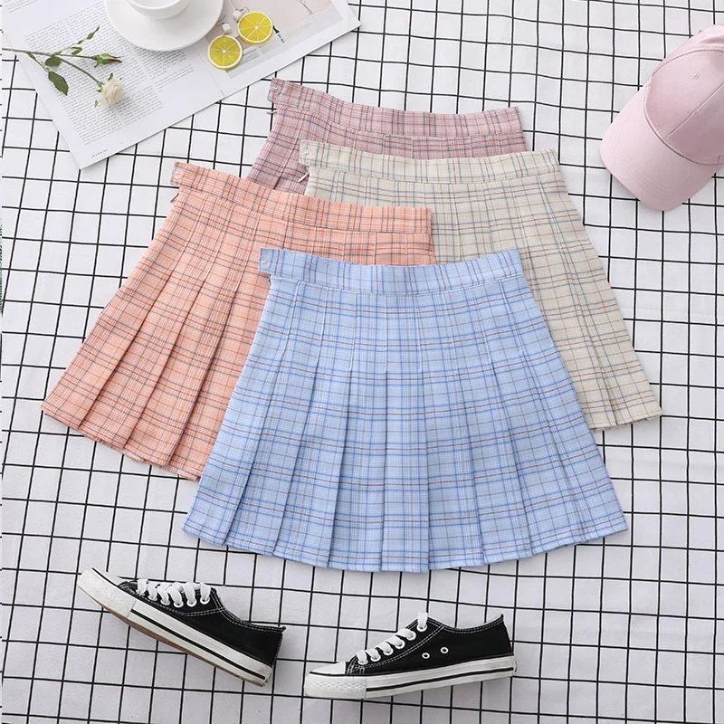 Plaid Skirt For Girls School Uniform Autumn Y2k Korean Fashion Women's Clothing 2022 Summer High Waist A-line Mini Pleated Skirt