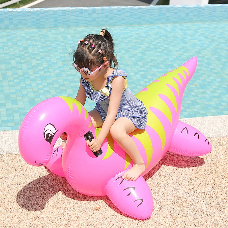 Inflatable Ride On Toys Red Dragon with Handles Pool Floating for Kids Summer Swimming Raft Fun Beach Pools Parties Decoration
