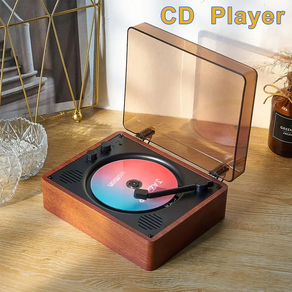 하이엔드 레트로 스테레오 CD 플레이어, 충전식 내장 하이파이 블루투스 스피커, 지지대 AUX U 디스크, 가족 파티 무손실 사운드 박스