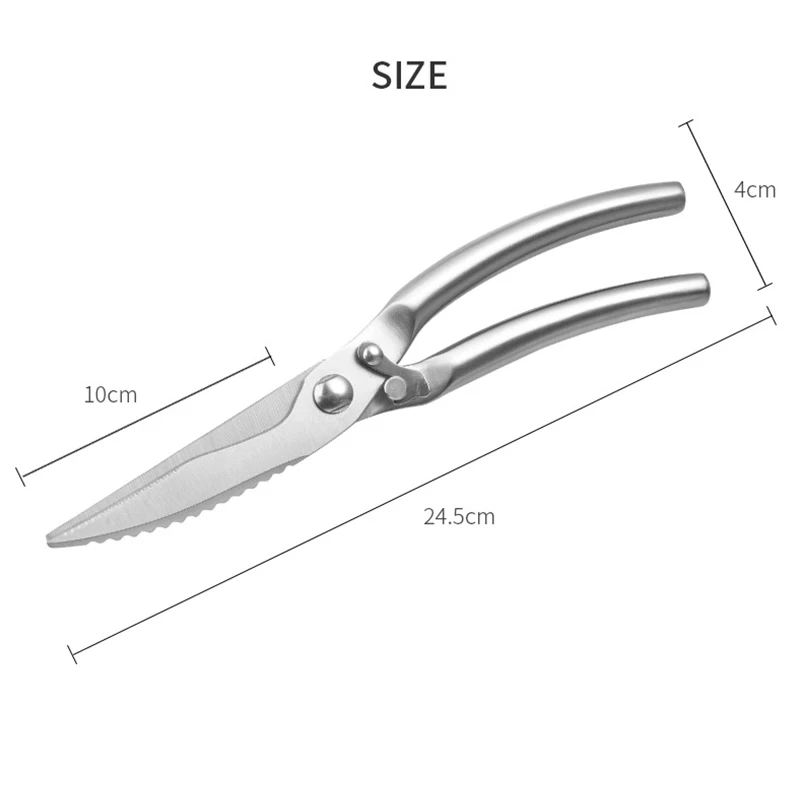 Upgrade Multi-purpose Kitchen Scissors Powerful Chicken Bone Scissors Large Household Food Stainless Kitchen Knife