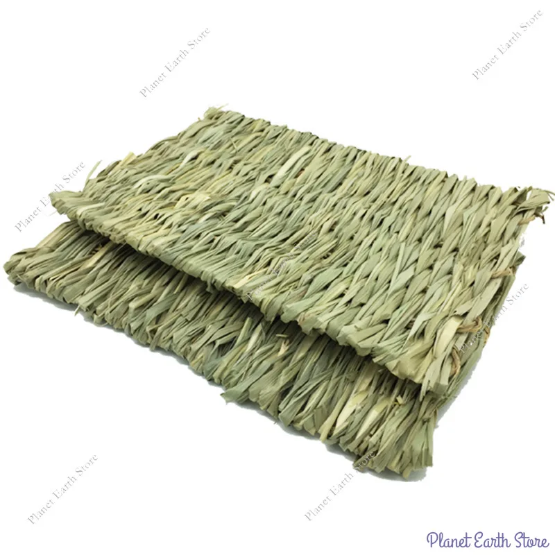 Rabbits Bunny Grass Mat Small Animal Woven Hay Mat Hamster Piggy Guinea Pig Hutch Pad Pet Weaving Bed And Chew Toy 2 Size