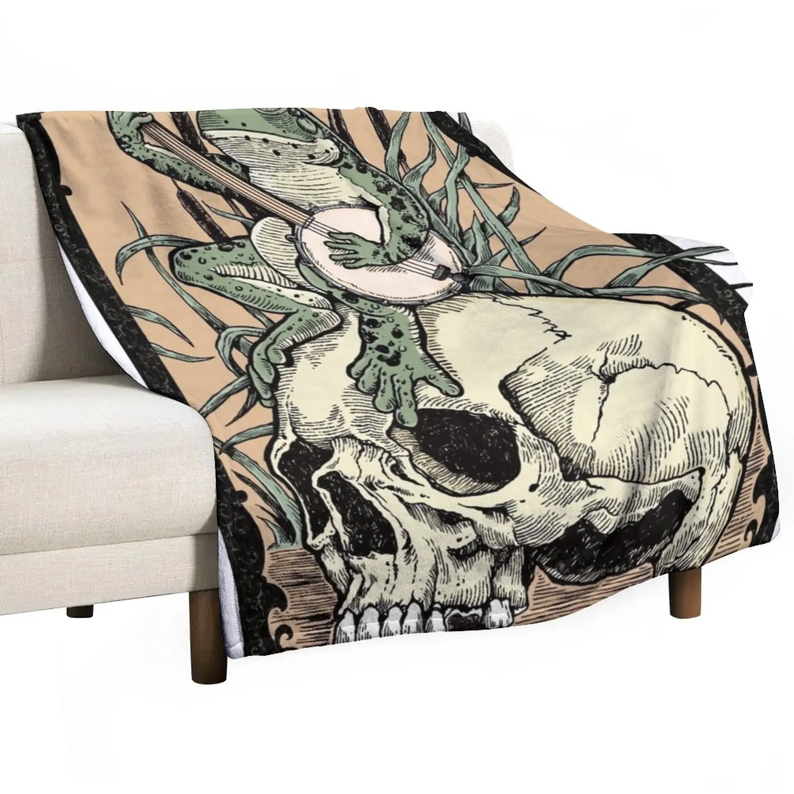 

Victorian Frog Playing Banjo Throw Blanket cosplay anime Single Blankets