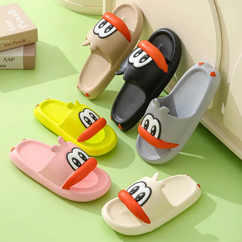 

Womens Slipper 2024 New Cute Cartoon Outdoor Female Home Sanlads Girls Non-slips Flip Flops Lovely Duck Casuals Concise Slipper