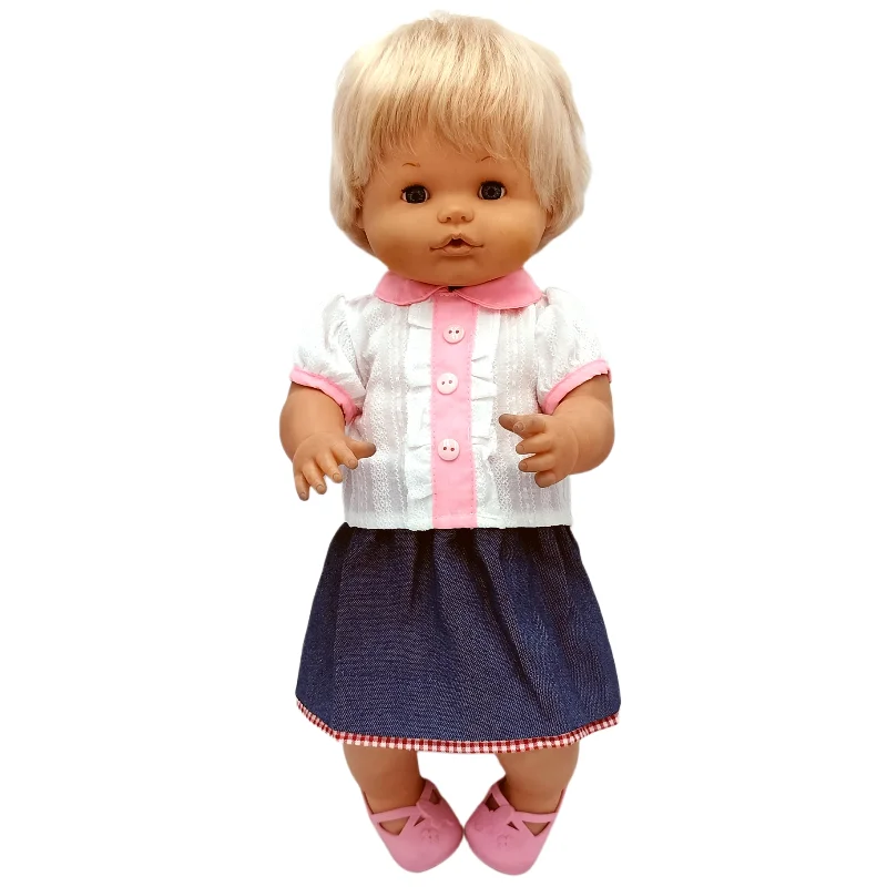 Für 40 cm große Nenuco-Puppenkleidung, 17 Zoll Babypuppenkleidung, blaues Blumenkleid, Spielzeugkleidung – Detail 25