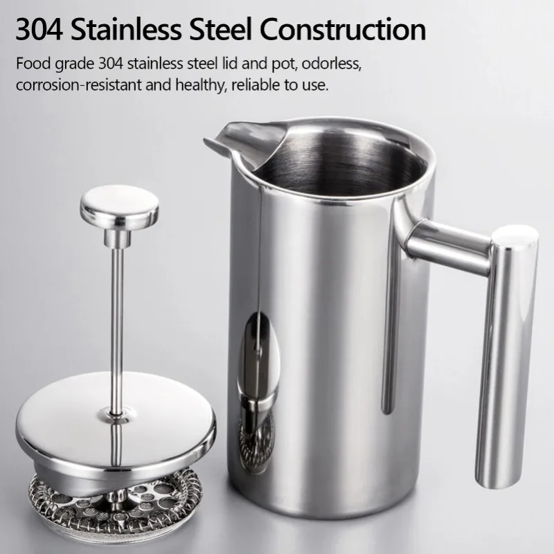 스테인레스 스틸 이중 벽 절연 커피 메이커 포트, 프렌치 프레스, 350ml, 800ml, 1000ml