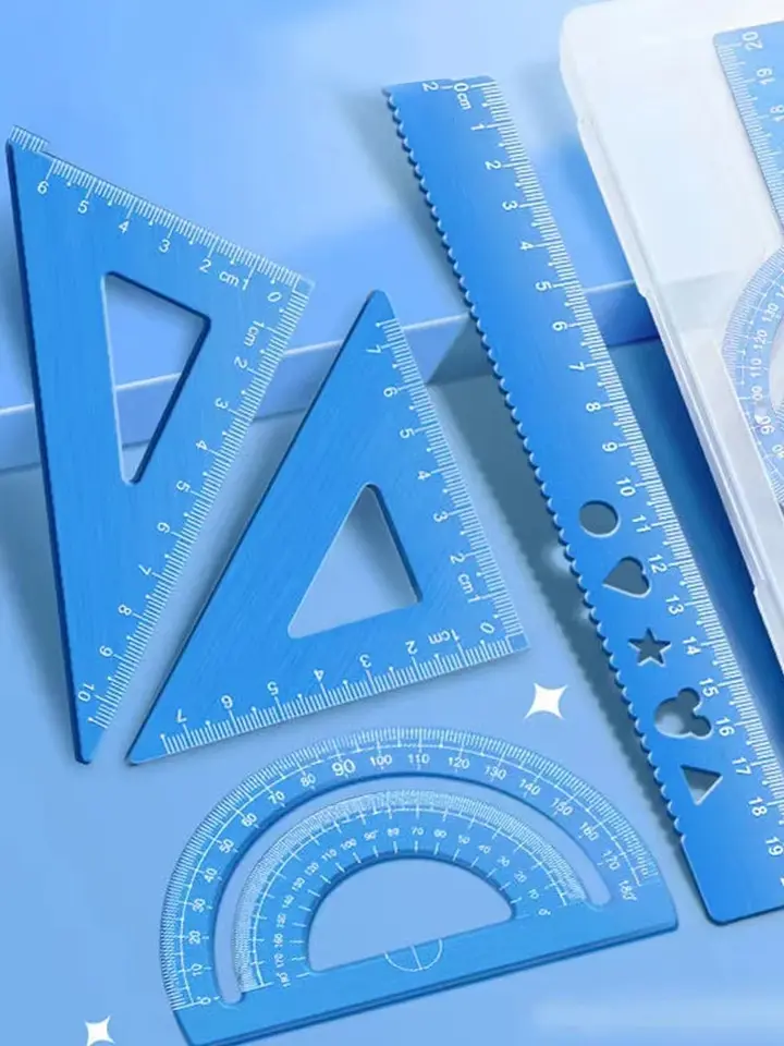 Pennine Ruler Protractor Set Pennine 4-Piece Geometry Set - 15cm Ruler, 360° & 180° Protractors, Set Square For School & Office Protractor For School - Foto 3