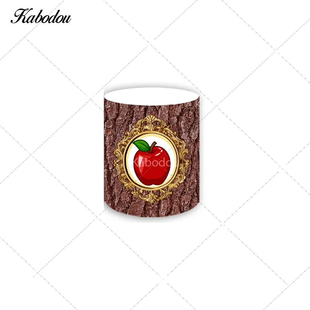 Disney Princesa e os Sete Anões Rodada Fotografia Fundo Branca de Neve Photo Backdrop Capas Cilindro para Meninas Aniversário - Image 2