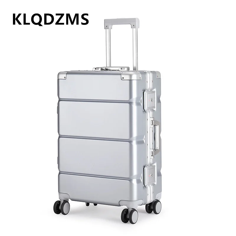 

KLQDZMS Cabin Luggage 22"24"26"28" Large Capacity Trolley Case 20" Aluminum Frame Boarding Box with Wheels Women's Suitcase