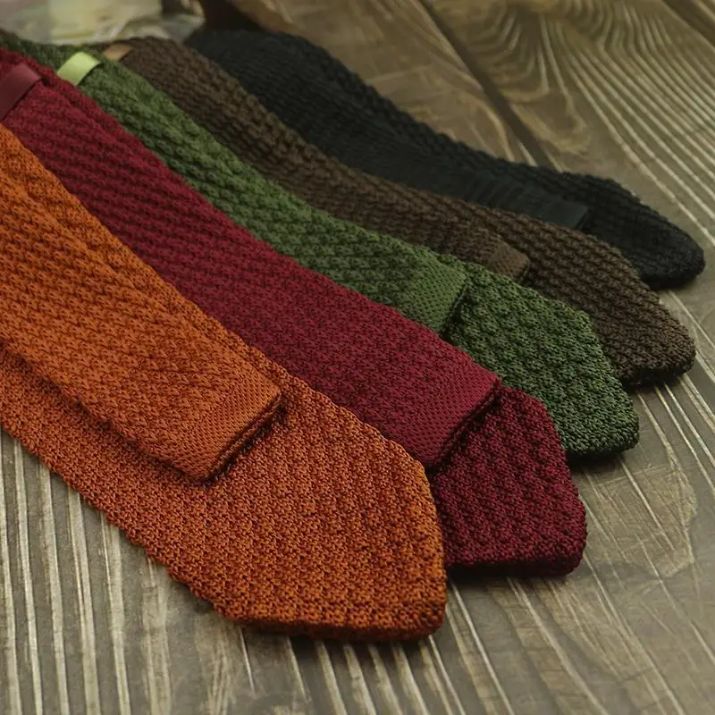 Gradient Knitted Tie - Mens Solid Color Slim Necktie