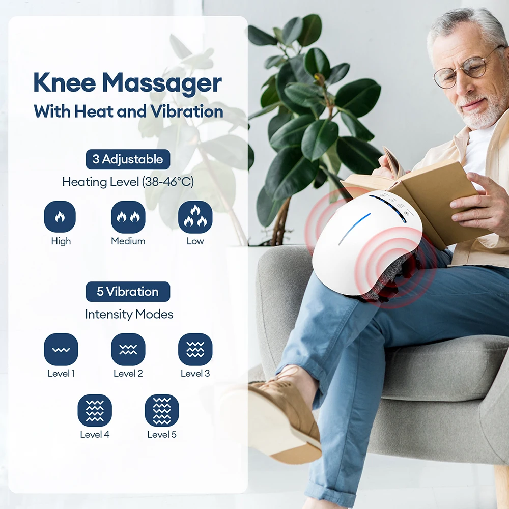 Electric Smart 6-Head Knee Massager Vibration Air Pressure Kneading Hot Compress Knee Massage Machine Wireless Knee masajeador