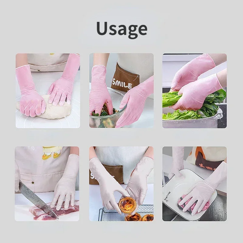 50/30pcs Nitrile Gloves Latex Food Grade Safe Durable Glove Disposable Beauty Household Cleaning Kitchen Cook Dishwashing Glove
