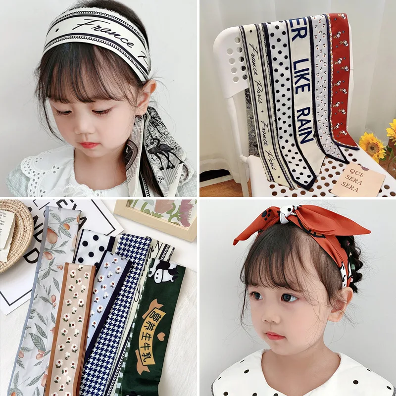 Parent&child Style Hairband Bow-knot Silk Scarf Ribbon Band Cute Animal Printed Hair Accessories Soft Fresh-colored Decoration 500pcs valentine s day colored glitter stickers heart shaped decorative labels love decoration for wedding anniversary stickers