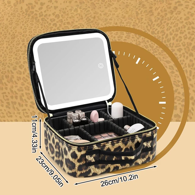 55841-32daf4.jpg Makeup Bag with Light up Mirror, Travel Makeup Case with Mirror and Lights, Lighted Cosmetic Train Case with 3 Color Settings, M