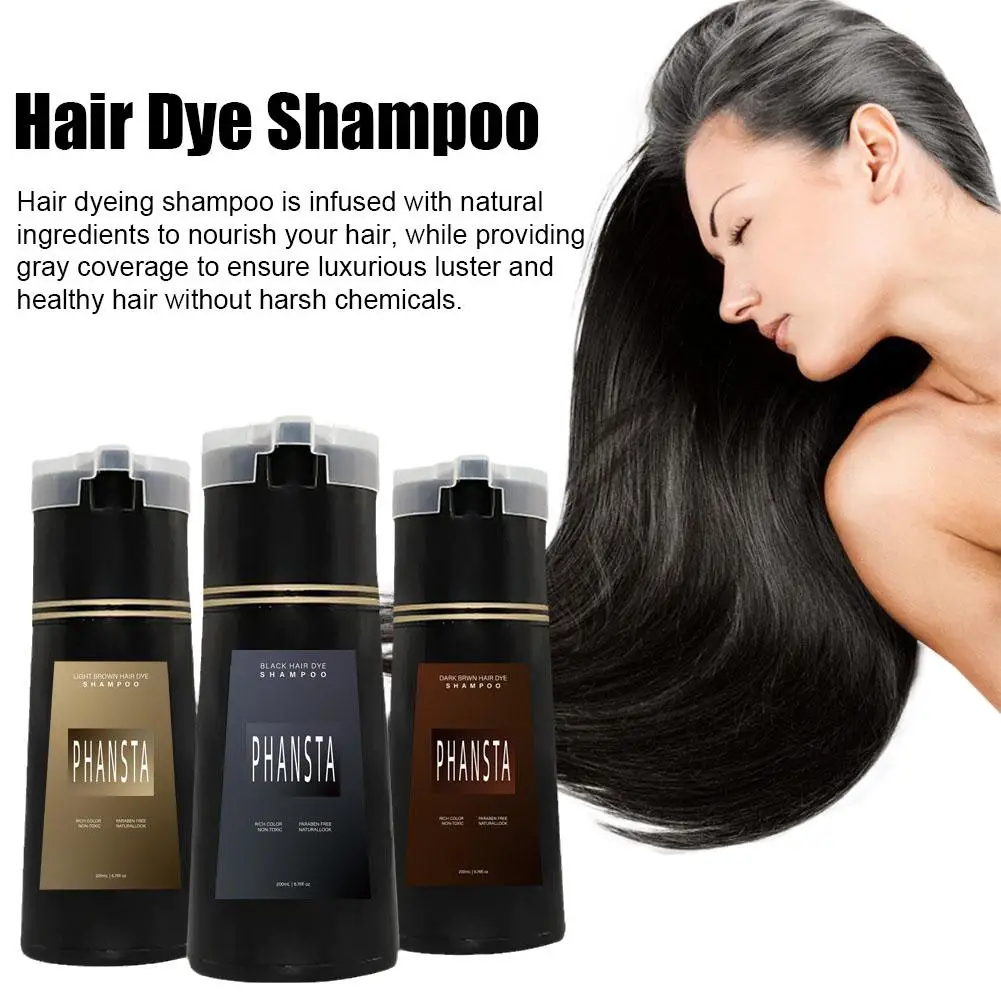 PHANSTA Hair Dye Shampoo Hair Instant Dye Shampoo,Hair Dye Coloring Shampoo For Gray Hair Long Lasting Nourish For Men Women 2