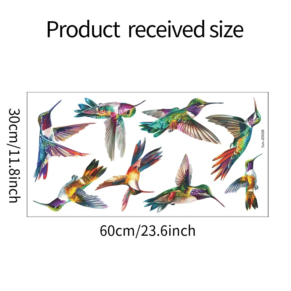 1PCS Cartoon Painted Hummingbird Glass Window Home Landscaping Decoration Electrostatic Uv Window Sticker