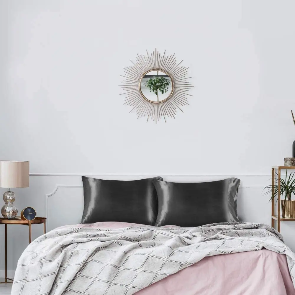 Solid High Quality Silky Satin Skin Care Pillowcase Hair Anti Pillow Case Queen King Full Size Pillow Cover For Sleep