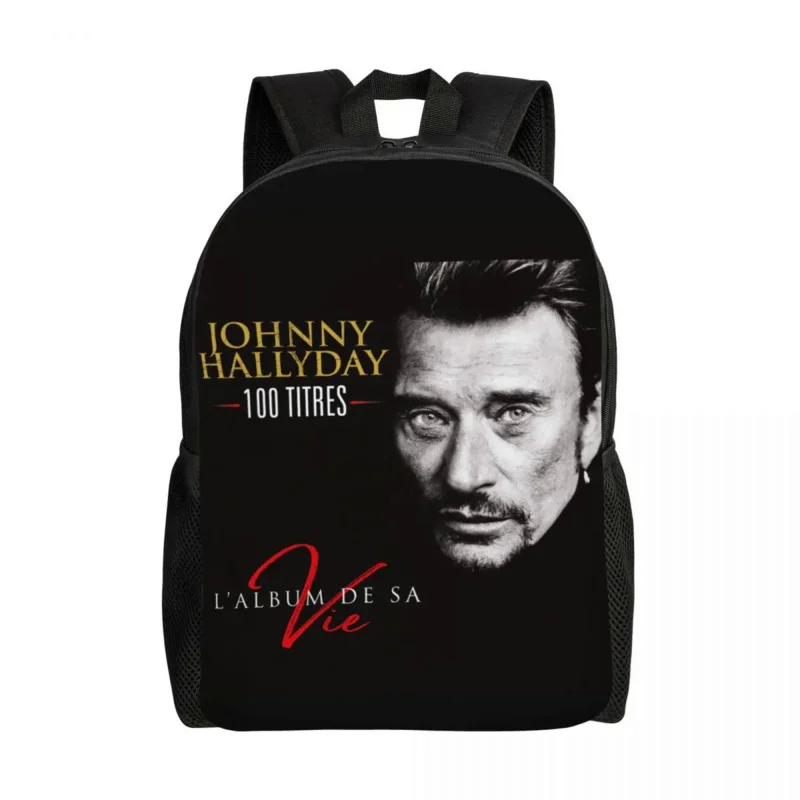 

Awesome Johnny Hallyday Rock Backpacks Men Women School College Students Bookbag Fits 15 Inch Laptop French France Singer Bags