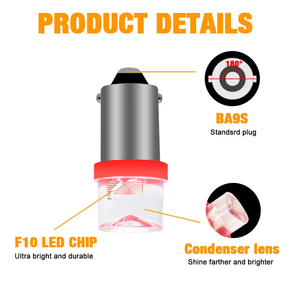 SOFOC-BA7S Interior Bulbs For Car Dashboard Indicator Lights Car Dome Light Map Lamp Trunk Light Etc 24V 2W Warm White 10Pcs - View #12