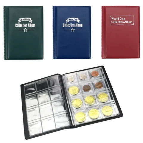 

HILIFE Leather Coin Album Collection Book Artificial PU PVC Film 120 Gram Coins For Collector medallions badges