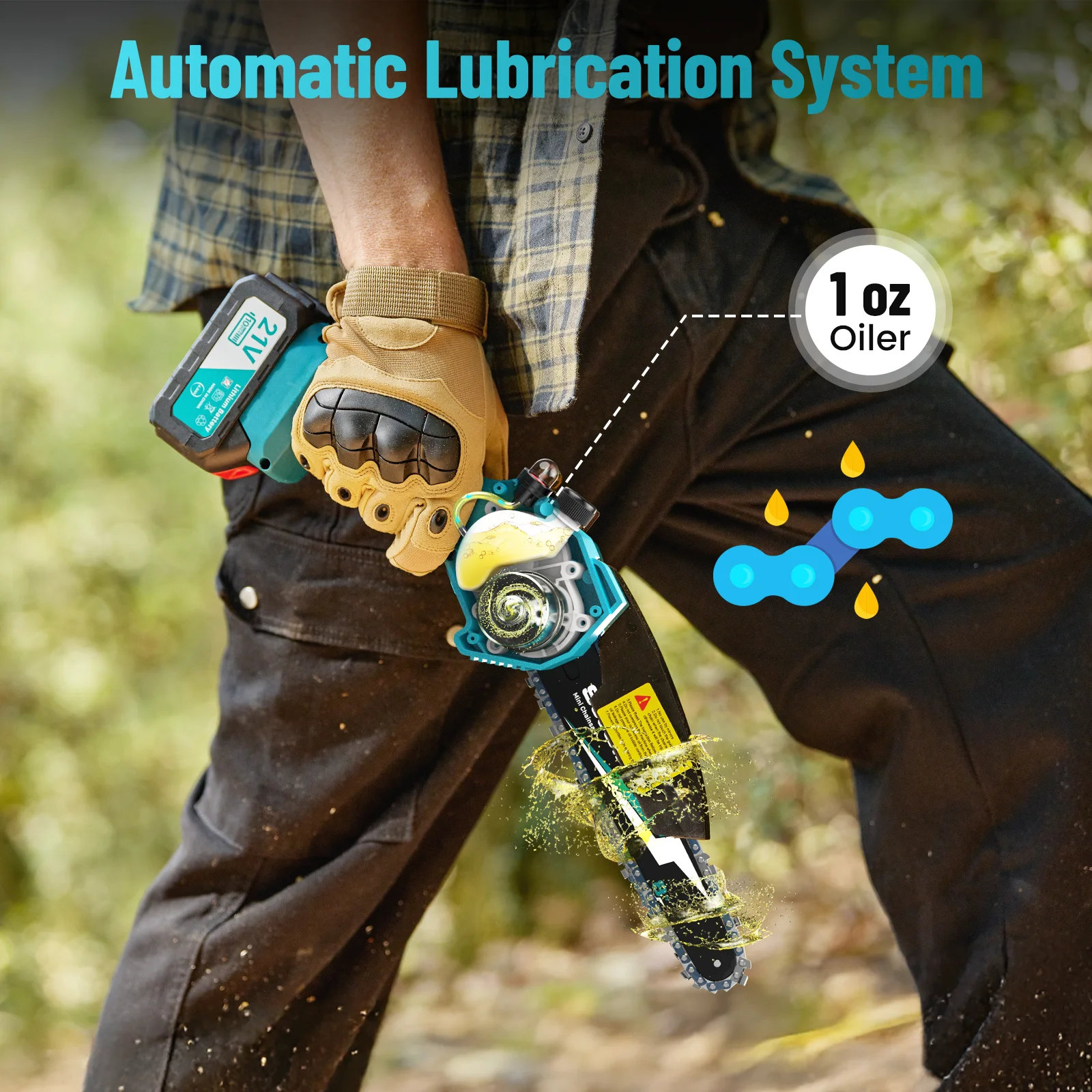 SeeSii 8 Inch Cordless Mini Electric Chainsaw Chainsaw Wood Cutter Pruning Garden Power Tools For Makita 18V Battery 4