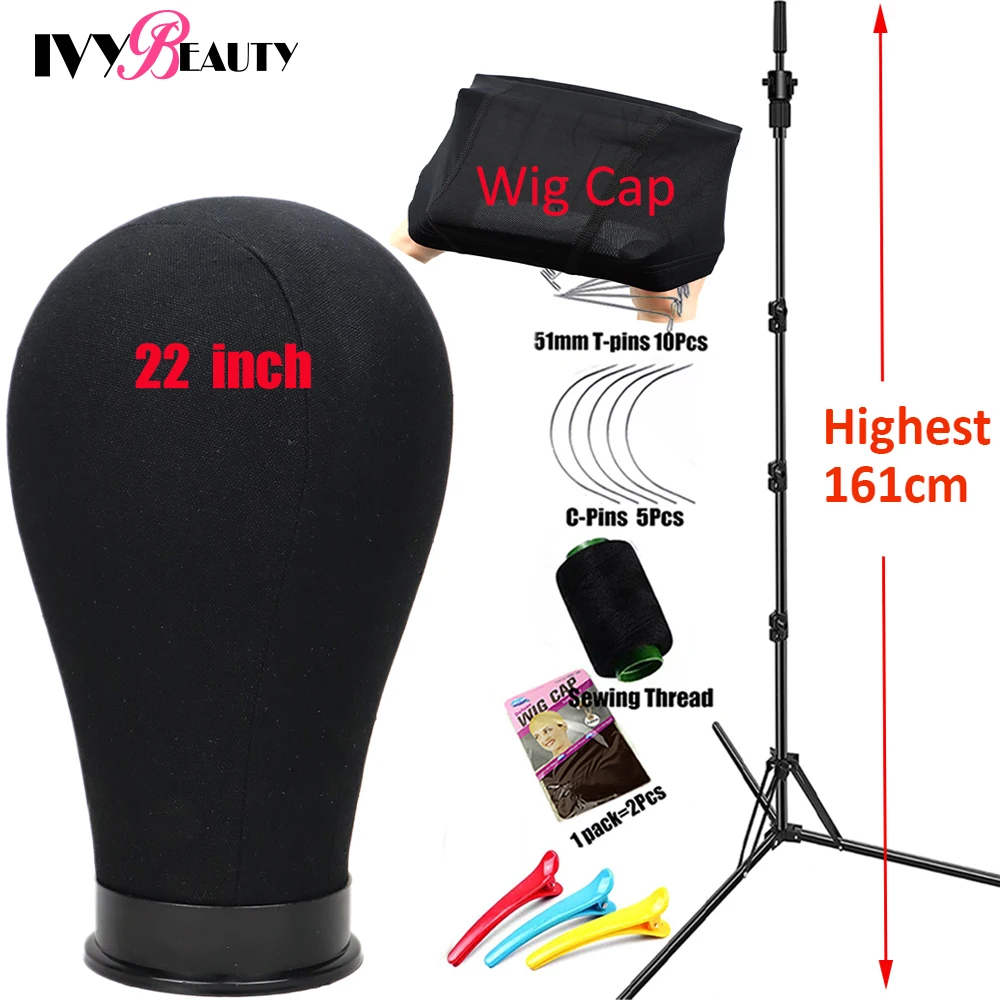 

New Foldable Wig Stand Tripod With Mannequin Canvas Block Head Display Styling Manikin Doll Head Training Wig Head Free T Pins