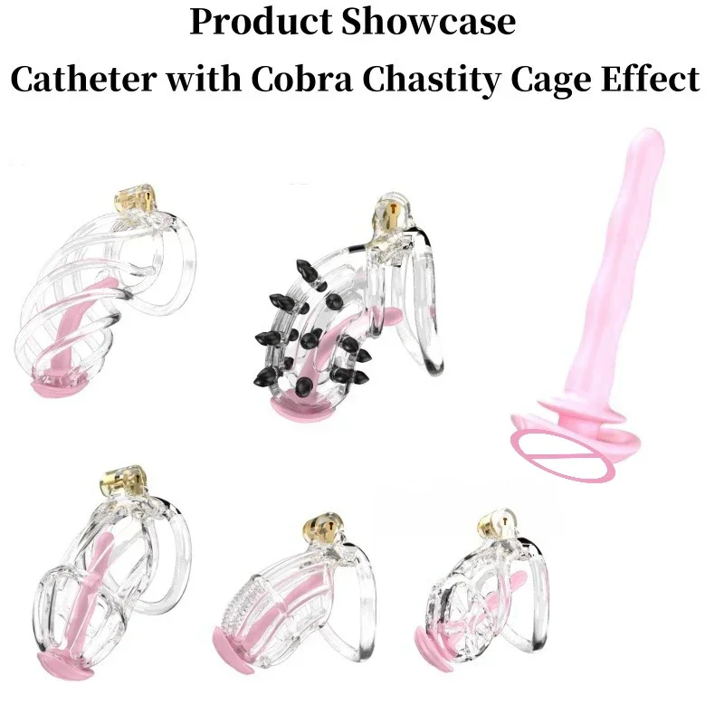 Cobra Chastity Cage Universal Catheter Male Penis Lock Accessories Silicone Catheter Horse Eye StickUrethral Plug Adult Sex Toys