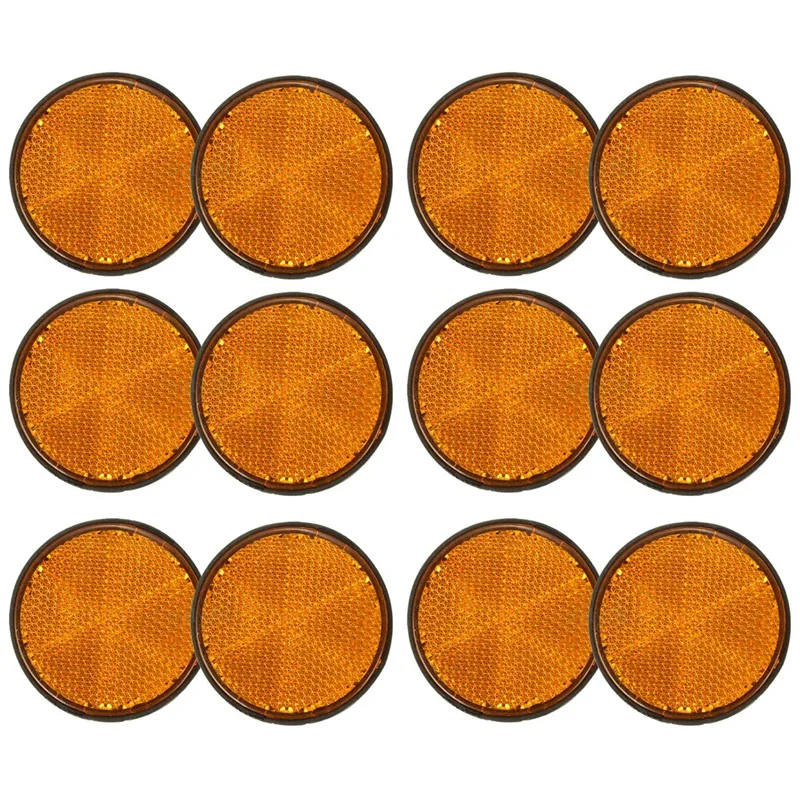 

12Pcs 2 Inch Round Orange Reflector Universal For Motorcycle ATV Dirt Bike-Boom