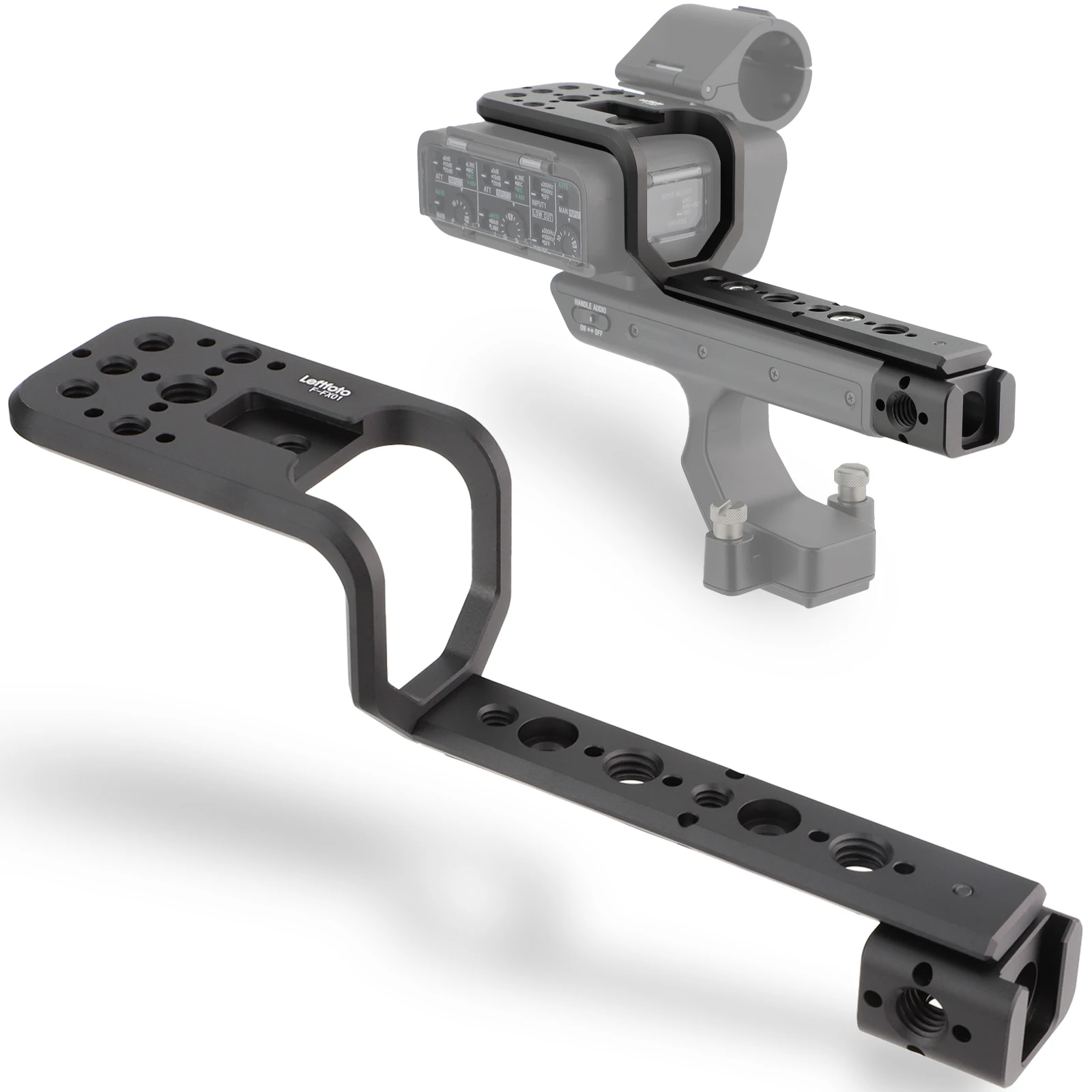 LEFTFOTO Handle Extension Rig Compatible with XLR Handle Unit for Sony Cinema FX3 FX30,Extension Bracket Grip with Cold Shoe