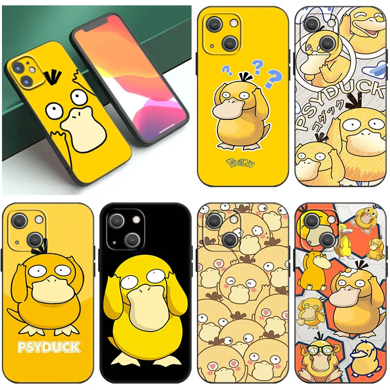 Custodia Per Telefono Psyduck Pokemon Per Apple Iphone 14 13 12 Mini 11 Pro Xr X Xs Max 6S 7 8 Plus Se 2020 2022 5S Cover Nera