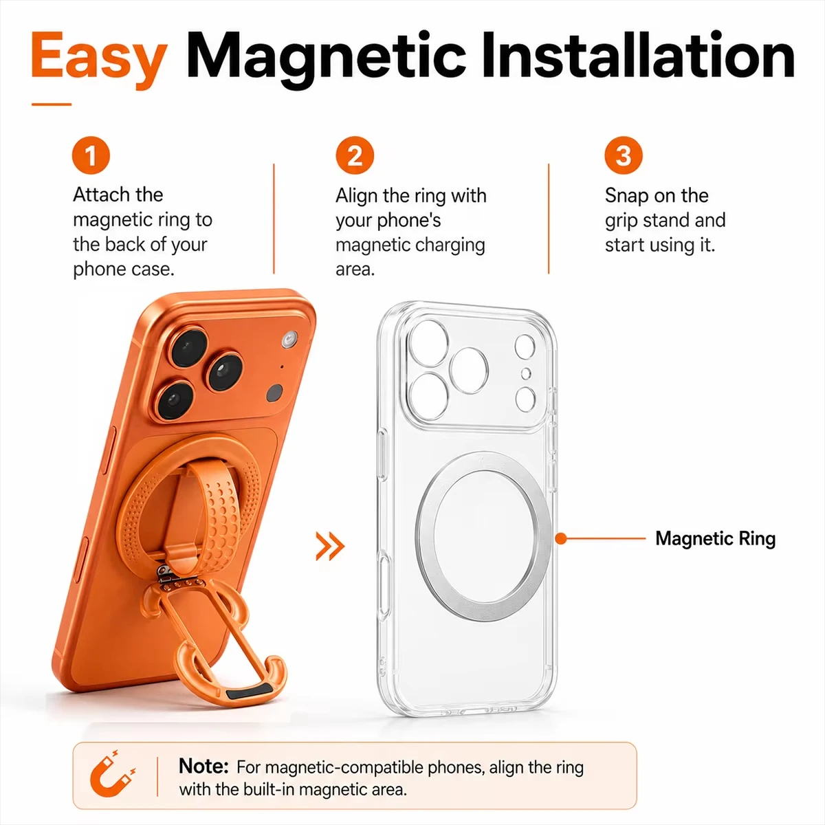 Magnetic Foldable Phone Holder with 360° Rotation