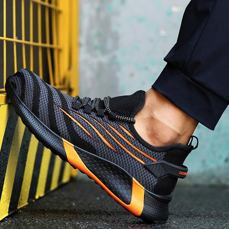 Safety Shoes Men Shoes Safety Shoes Men Anti-Smashing Steel Toe Cap Puncture Proof Construction Lightweight Breathable Sneaker Work Boots Women Quality