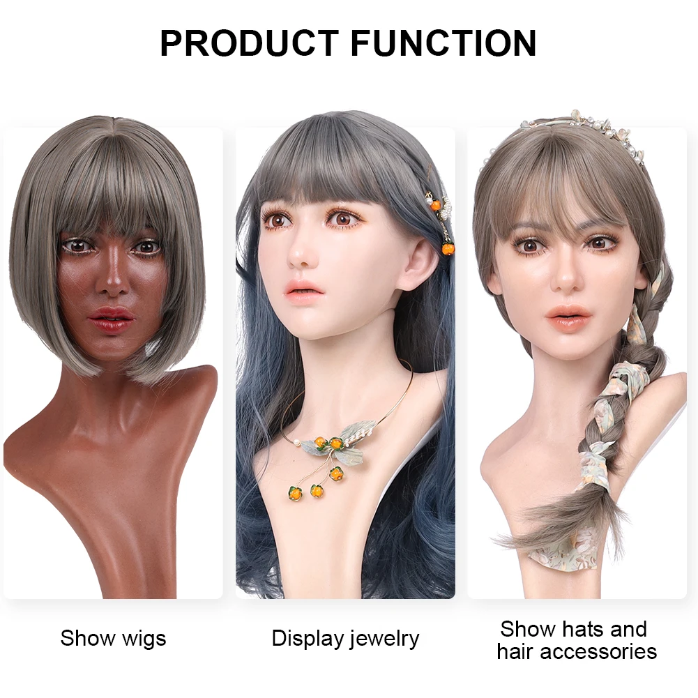 Dokier Realistic Silicone Material Female Head Model Lifelike Silicone