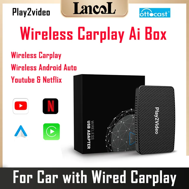 Ottocast Play2Video Plug n Play Multimedia Wired/Wire-less CarPlay Device –