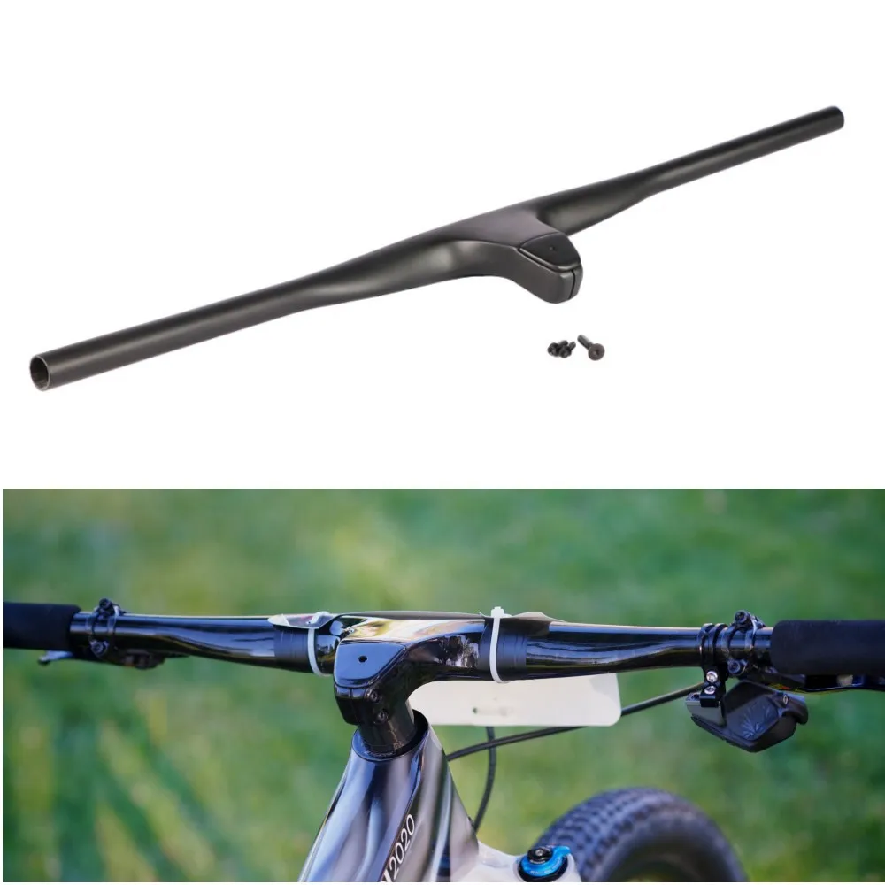 Manillares de carbono para bicicleta de montaña, barra de mango integrada  de 740mm con vástago de 50/60/70/80/90mm, 28,6mm