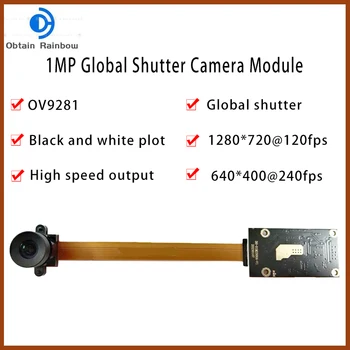 글로벌 셔터 카메라 모듈, 720P 1MP, OV9281 USB 웹캠, 흑백, 하이 프레임 레이트 액션 캡처, 윈도우 라즈베리 파이, 240FPS