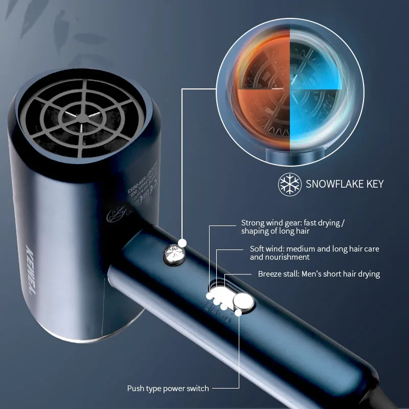 KEMEI KM-9822 1800w High Power Multifunctional 60 Degree Constant Temperature Professional Salon Hair Dryer 4