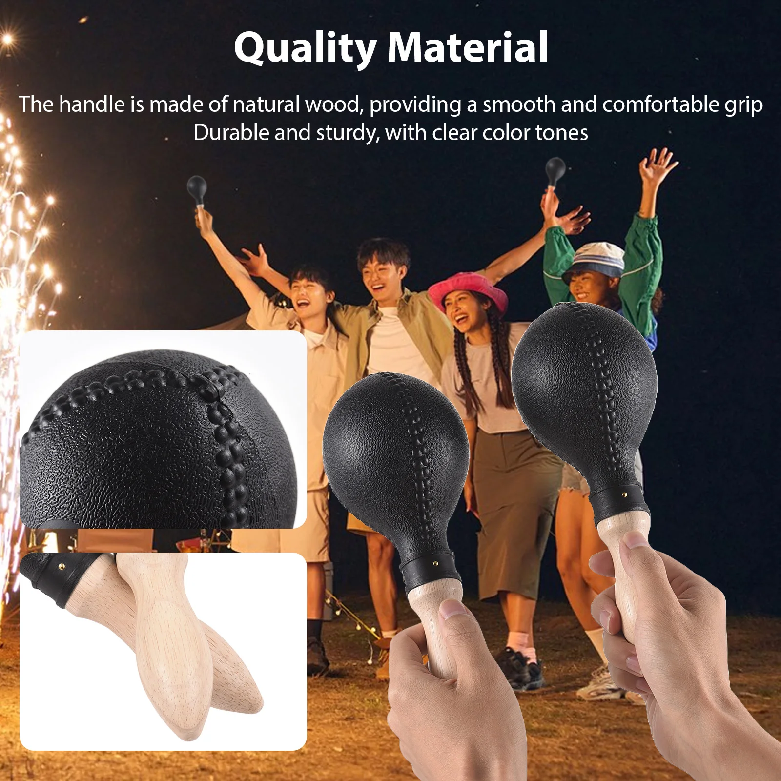 1 Pair 25cm Maracas Sand Hammer Plastic Shell Wooden Handles Rhythm Wood Concert Maracas Percussion Musical Instruments for Live
