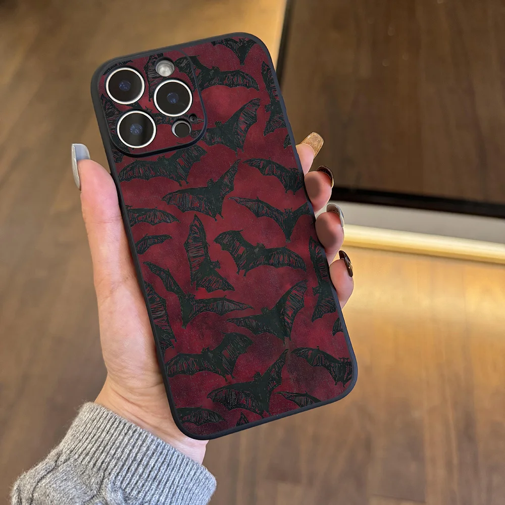Fledermaus-Muster Gotischer Stil Handyhülle Passend für iPhone 17 16 15 14 13 12 11 Pro/Max/Plus Sturzsicher und Stoßfest Rückseiten-Abdeckung