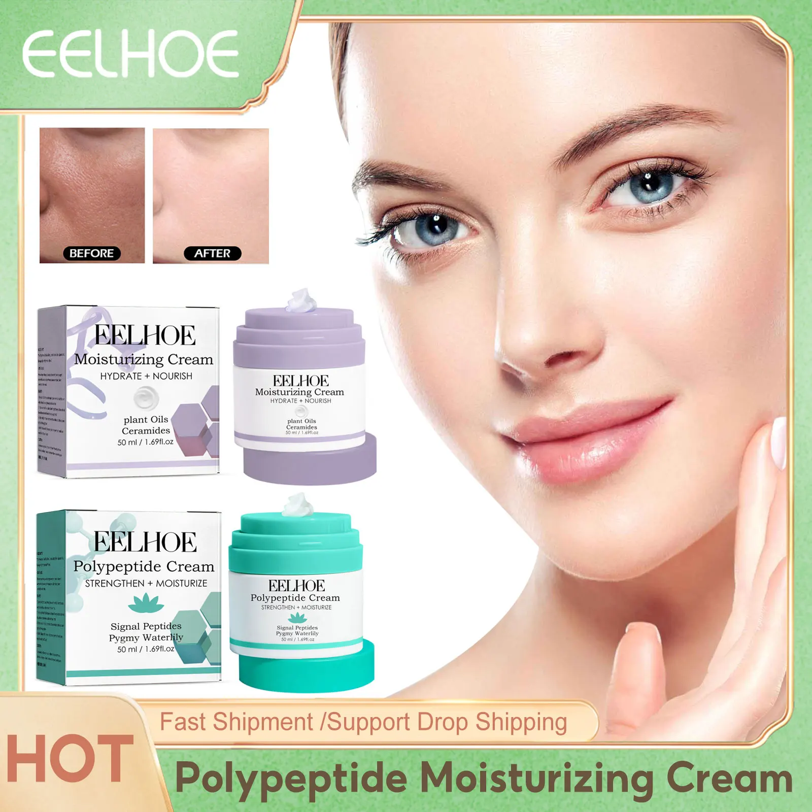 

EELHOE Polypeptide Moisturizing Cream Fade Fine Lines Firming Cream for Face Wrinkles Remove Anti-Aging Brighten Care Skin White