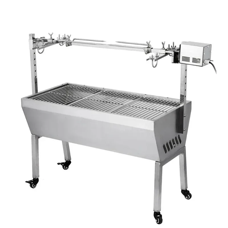 40KG/88 LBS Electric Roaster Grill 2 in 1 Rotisserie Grill W Lockable Wheels for Roasting Sheep Turkey Beef Fish BBQ Grill 5