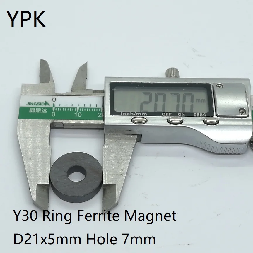10 20 50 개/몫 링 페라이트 자석 21*5 구멍 7 Y30 강한 자석 21x5 블랙 라운드 스피커 자석 21x5-7