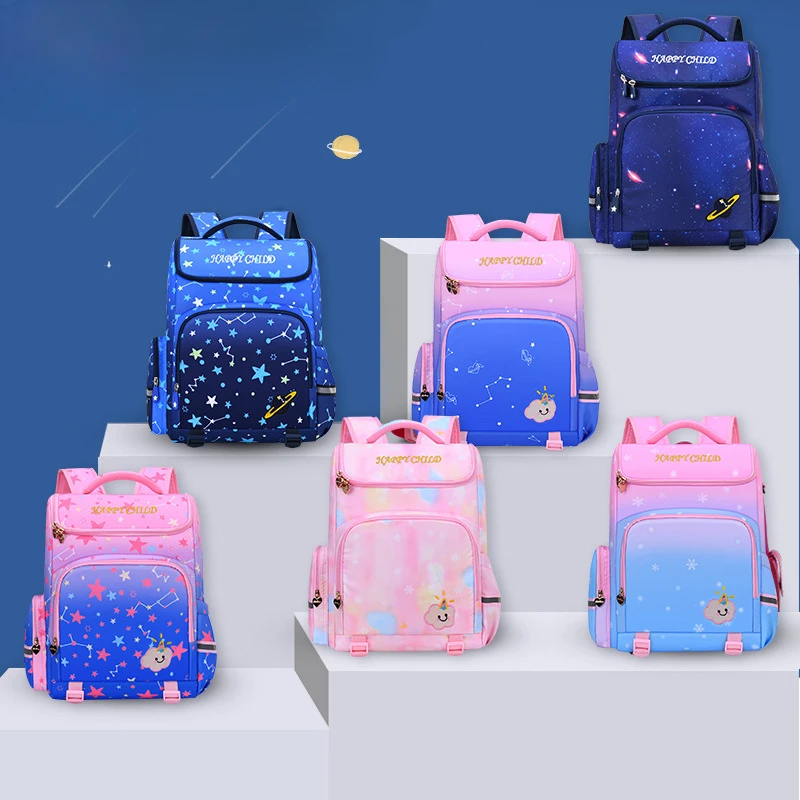 

New Children’s Primary School Schoolbag Starry Sky Gradient Cute Girl Boy Bookbag Cartoon Backpack